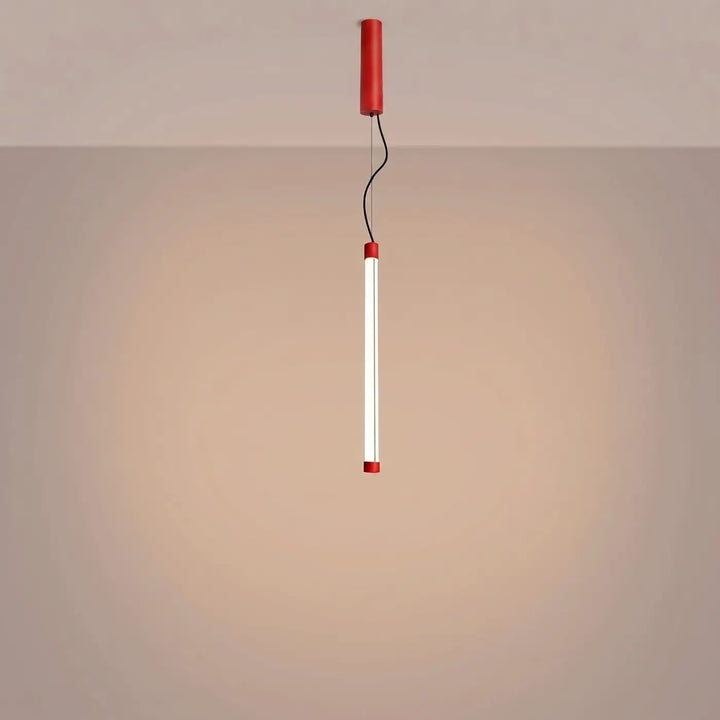 Suspension tube TRANG rouge allumée, suspendue