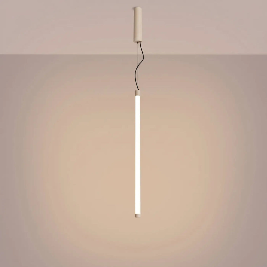 Suspension tube TRANG beige allumée, suspendue