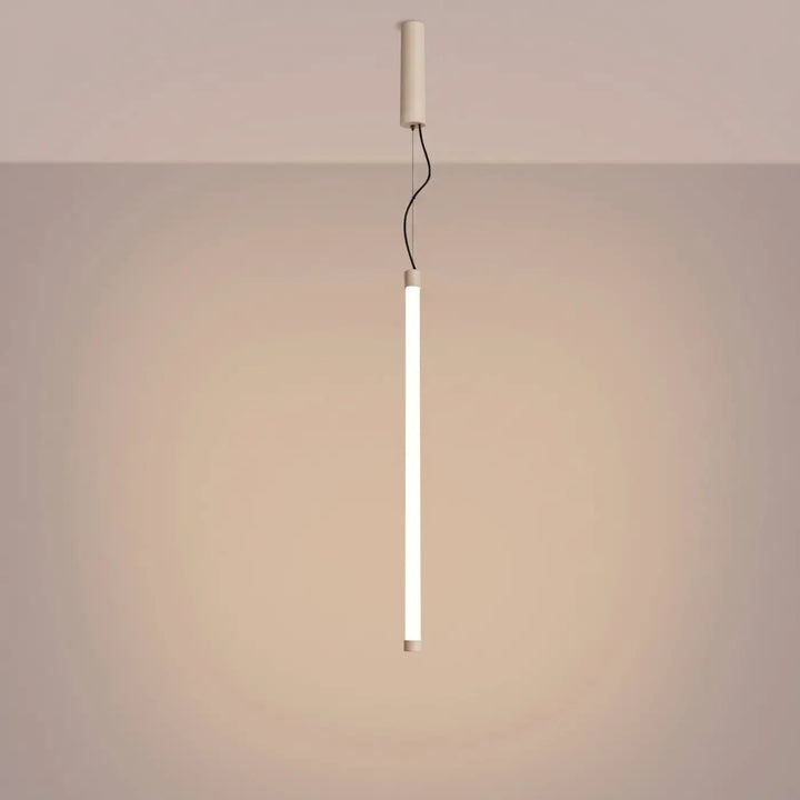 Suspension tube TRANG beige allumée, suspendue