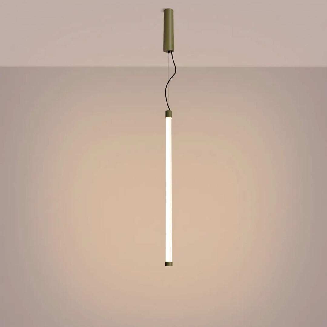 Suspension tube TRANG vert olive allumée, suspendue