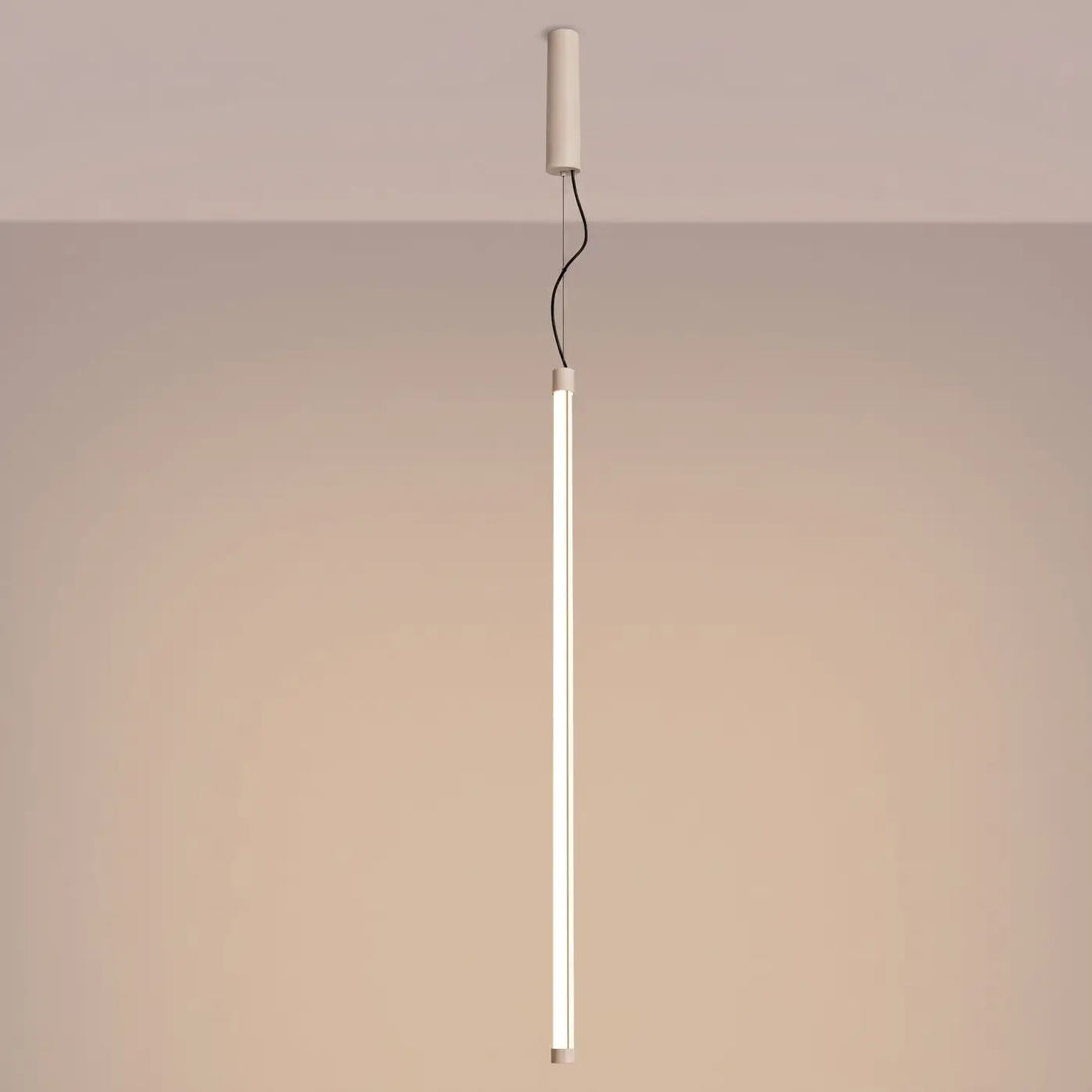 Suspension tube TRANG beige allumée, suspendue