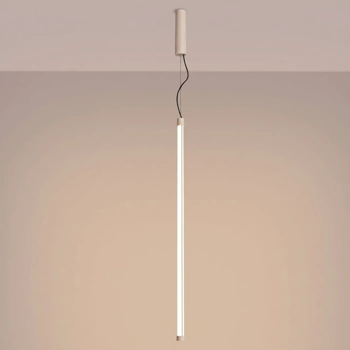 Suspension tube TRANG beige allumée, suspendue