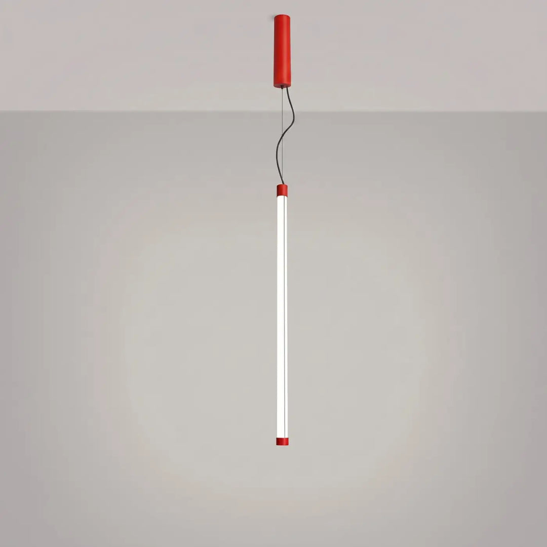 Suspension tube TRANG rouge allumée, suspendue