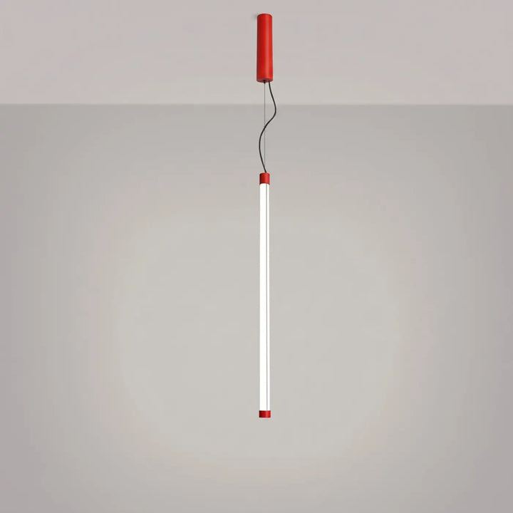 Suspension tube TRANG rouge allumée, suspendue