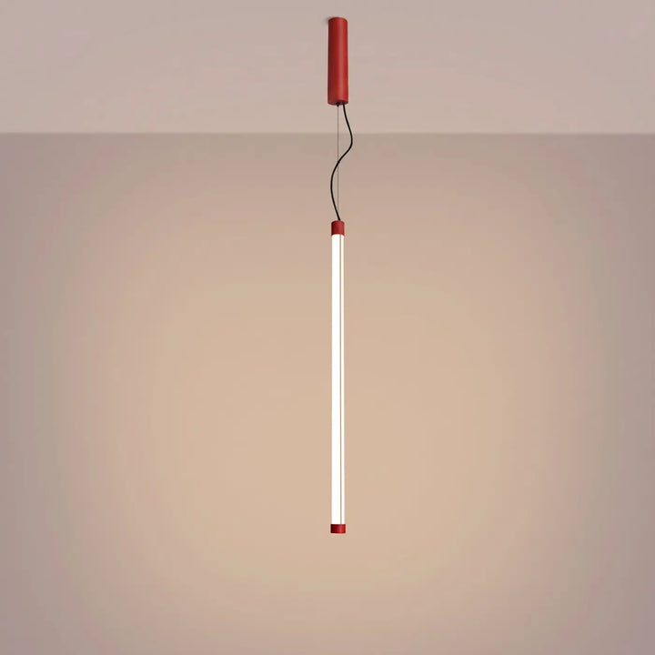 Suspension tube TRANG rouge allumée, suspendue