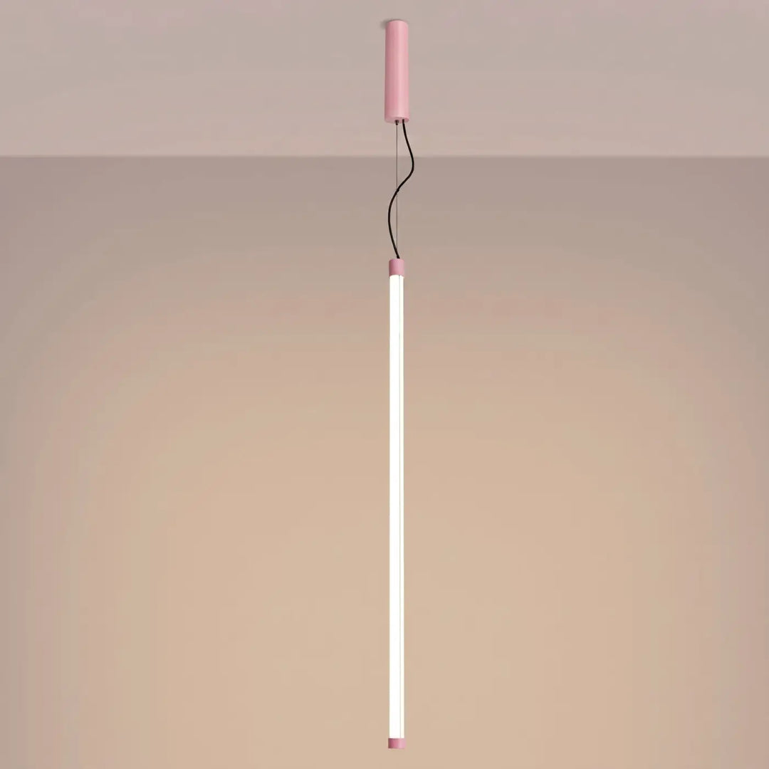Suspension tube TRANG rose allumée, suspendue