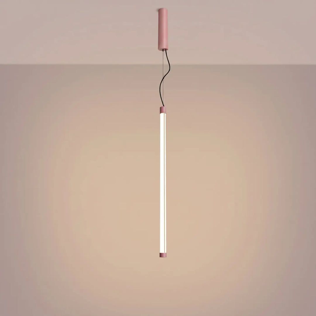 Suspension tube TRANG rose allumée, suspendue