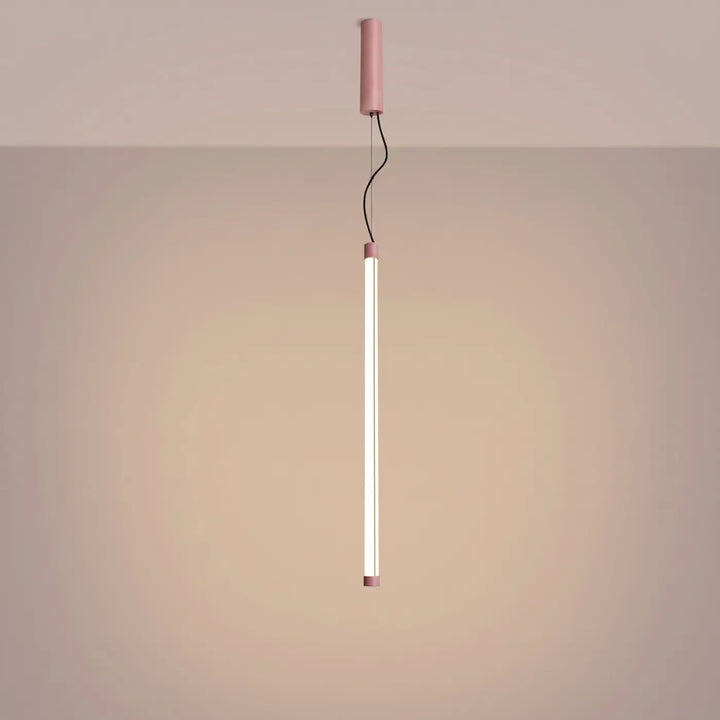 Suspension tube TRANG rose allumée, suspendue