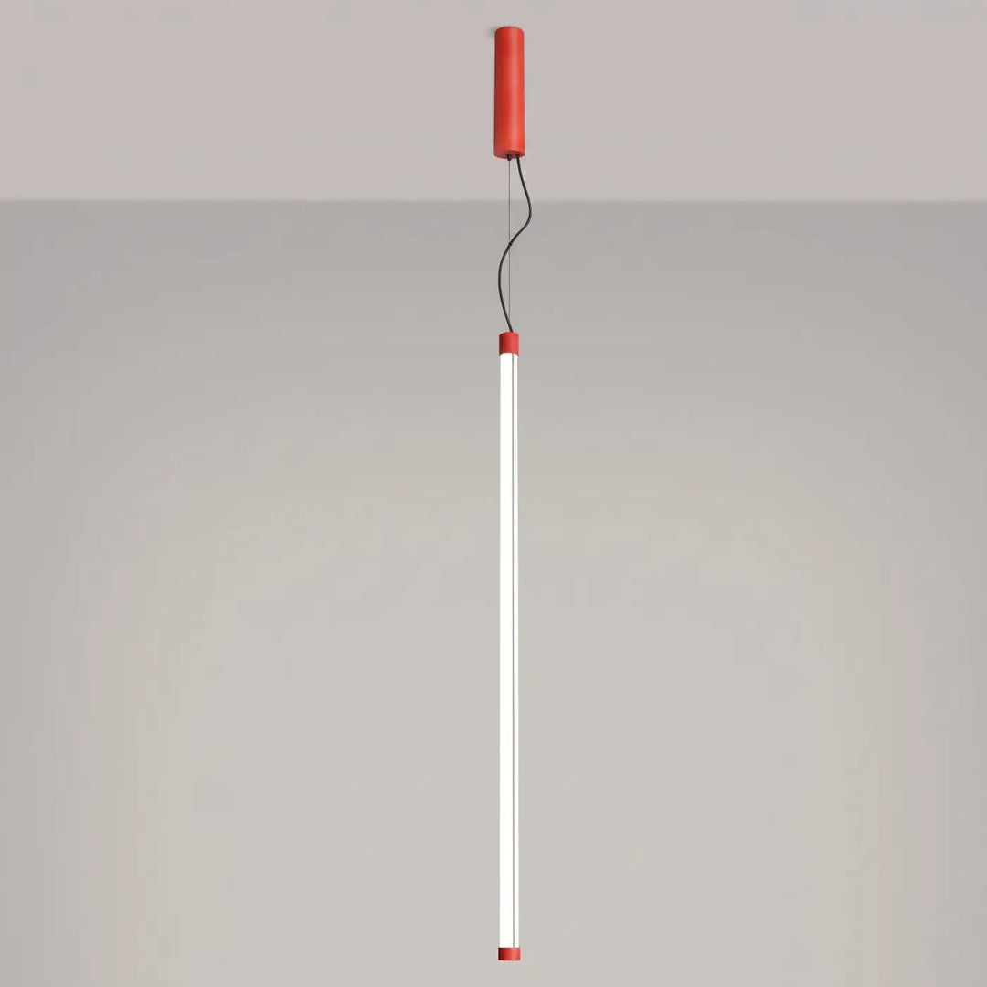 Suspension tube TRANG rouge allumée, suspendue