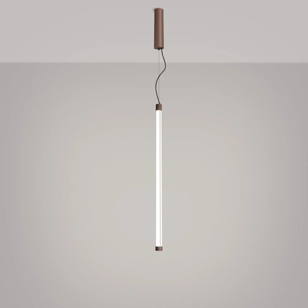 Suspension tube TRANG marron allumée, suspendue