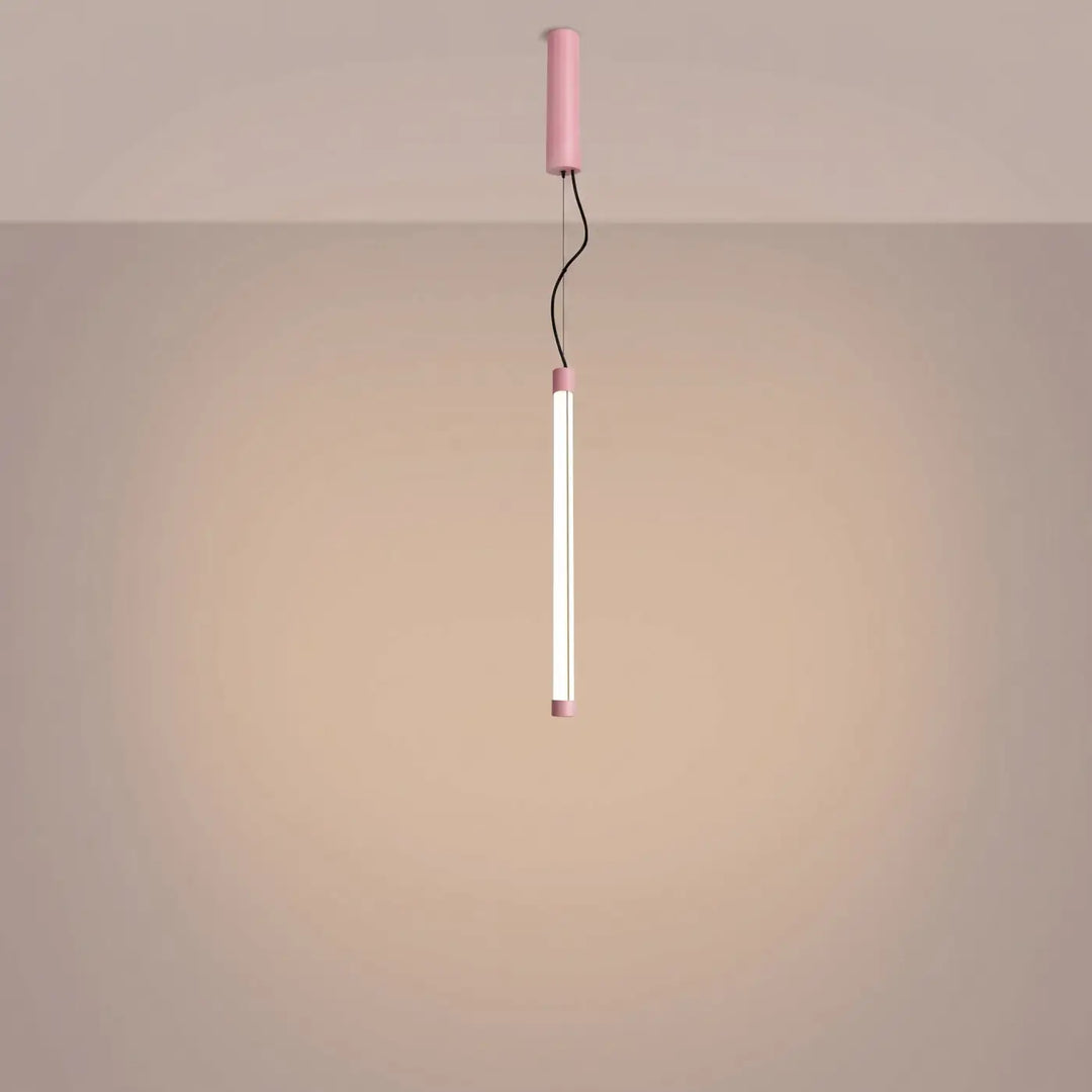 Suspension tube TRANG rose allumée, suspendue