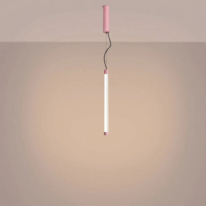 Suspension tube TRANG rose allumée, suspendue
