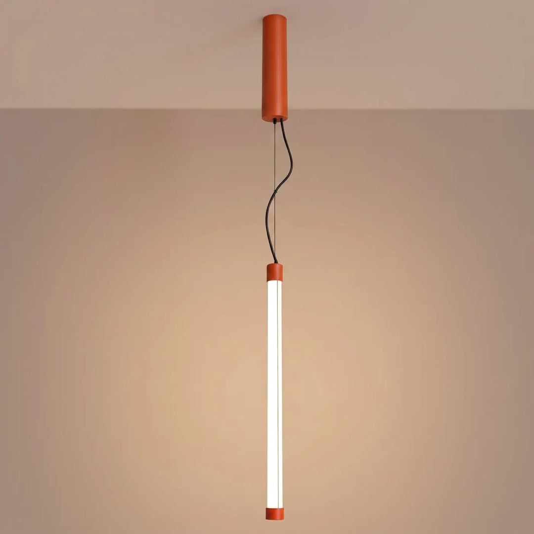 Suspension tube TRANG ocre rouge allumée, suspendue