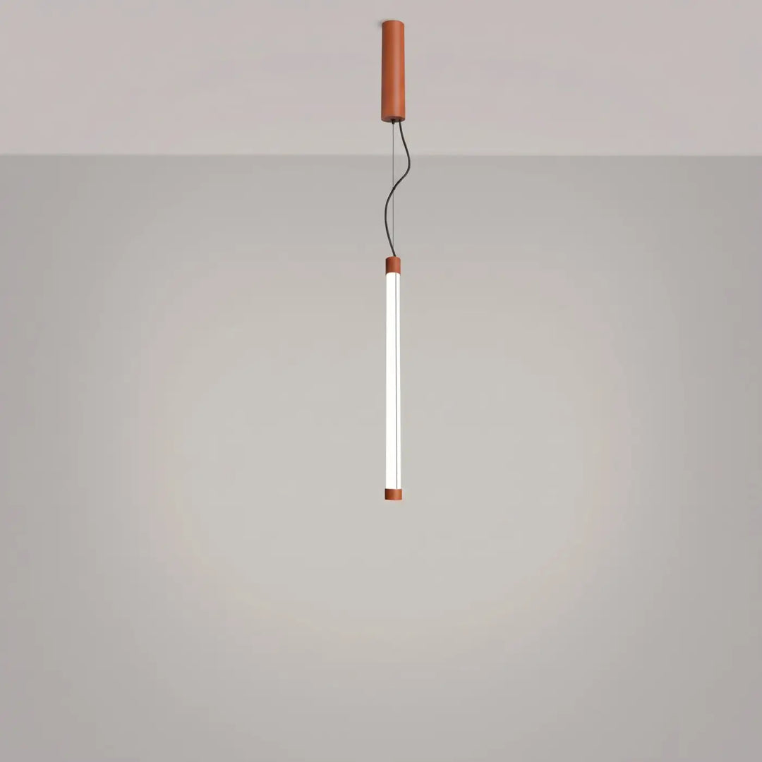 Suspension tube TRANG ocre rouge allumée, suspendue