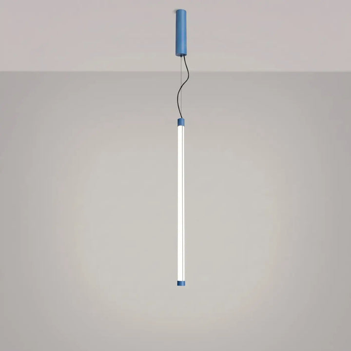 Suspension tube TRANG bleu clair allumée, suspendue