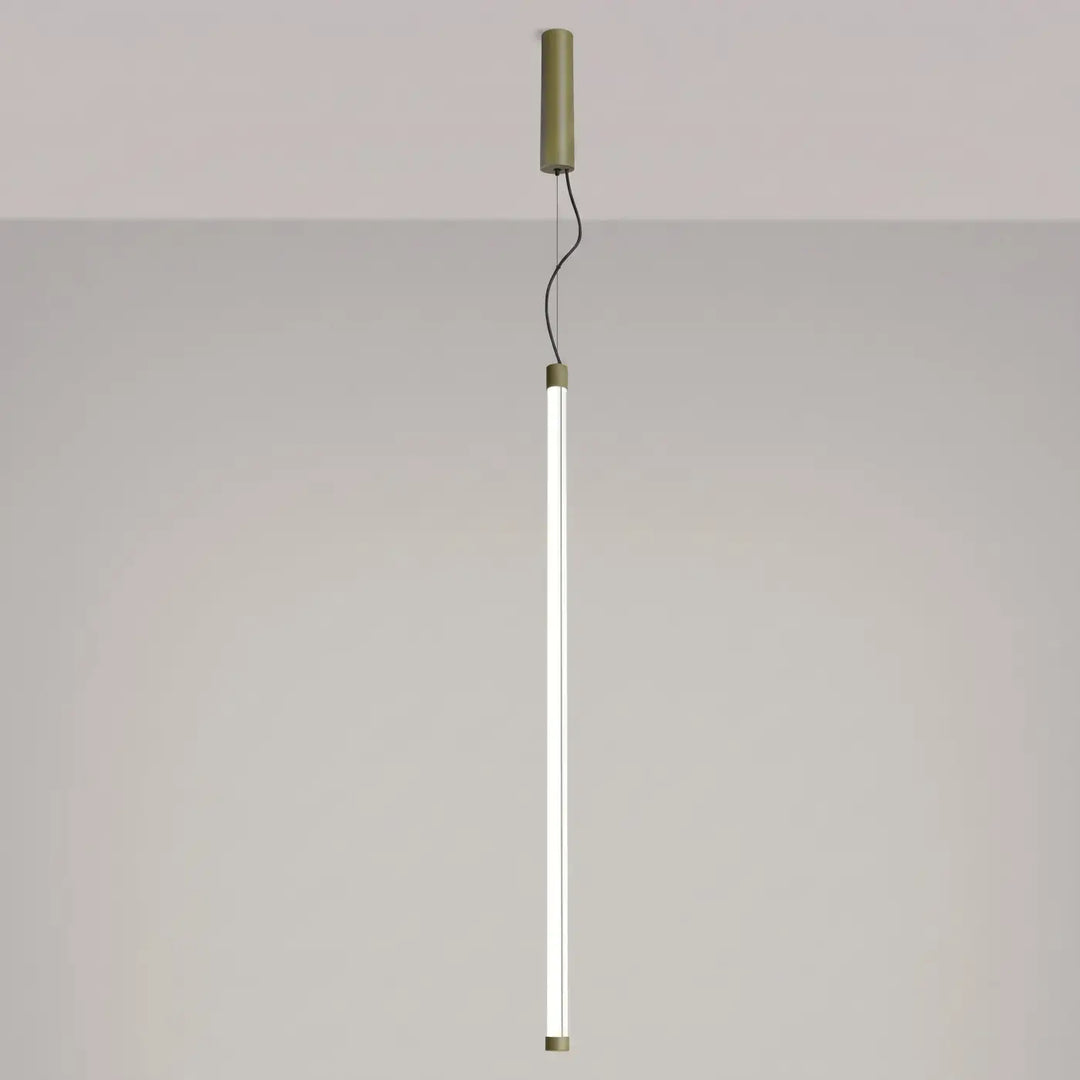 Suspension tube TRANG vert olive allumée, suspendue