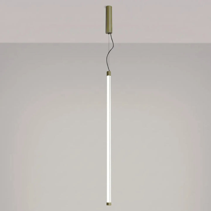 Suspension tube TRANG vert olive allumée, suspendue