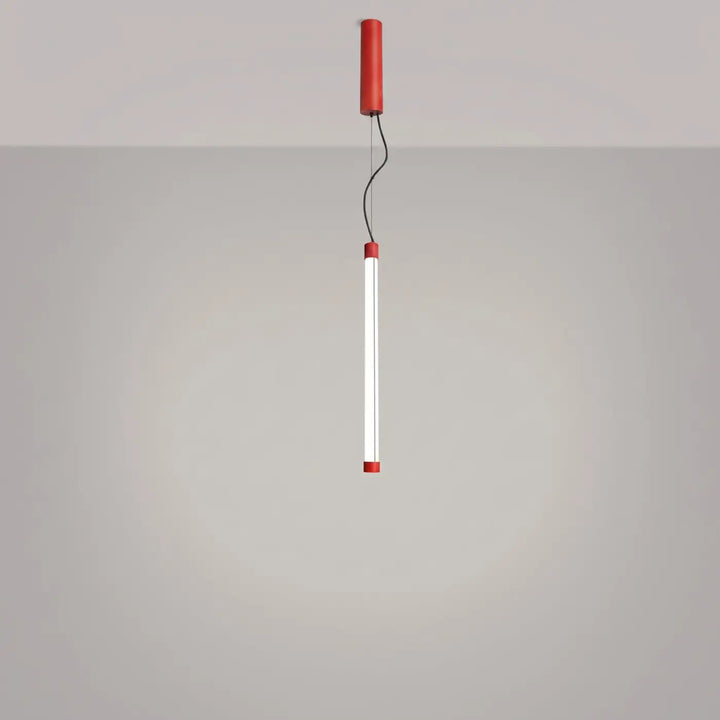 Suspension tube TRANG rouge allumée, suspendue