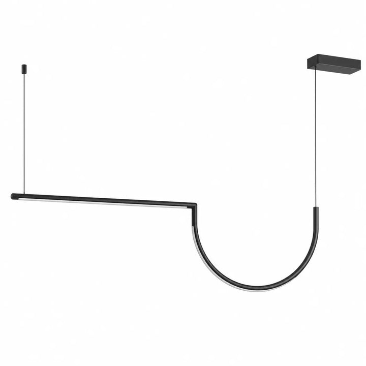 Suspension tubs modular en aluminium noir avec mini rosace encastrée et design minimaliste en led linéaire
