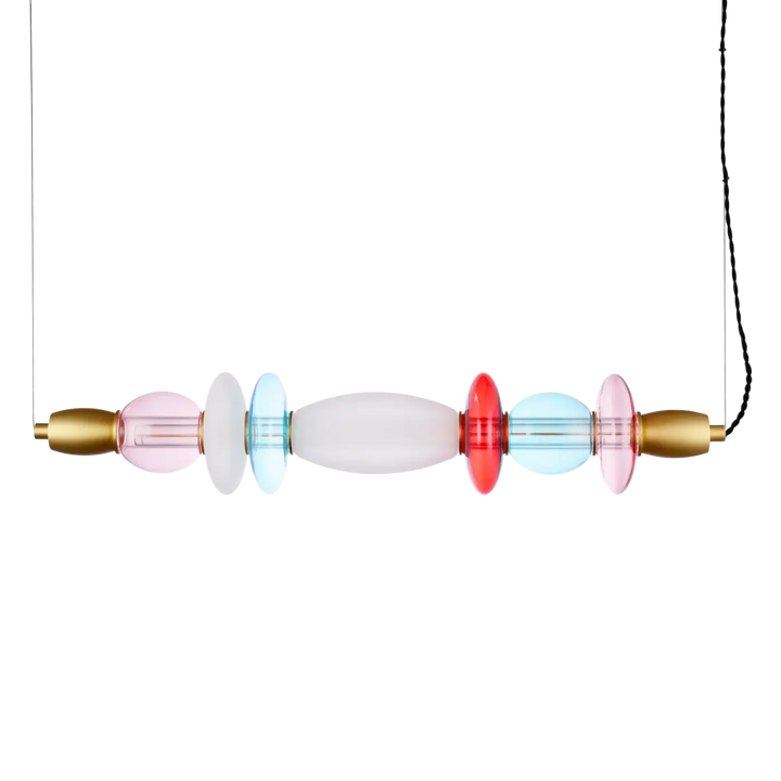 Suspension léonor en verre soufflé pastel avec accents métalliques dorés design lumineux élégant pour intérieur moderne