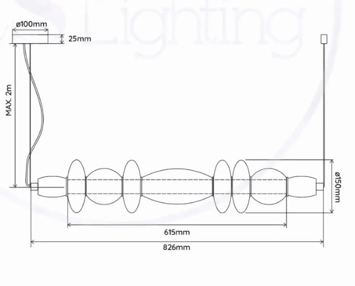 Suspension léonor design lumineux en verre soufflé avec lumière suspendue moderne au fini métallique élégant