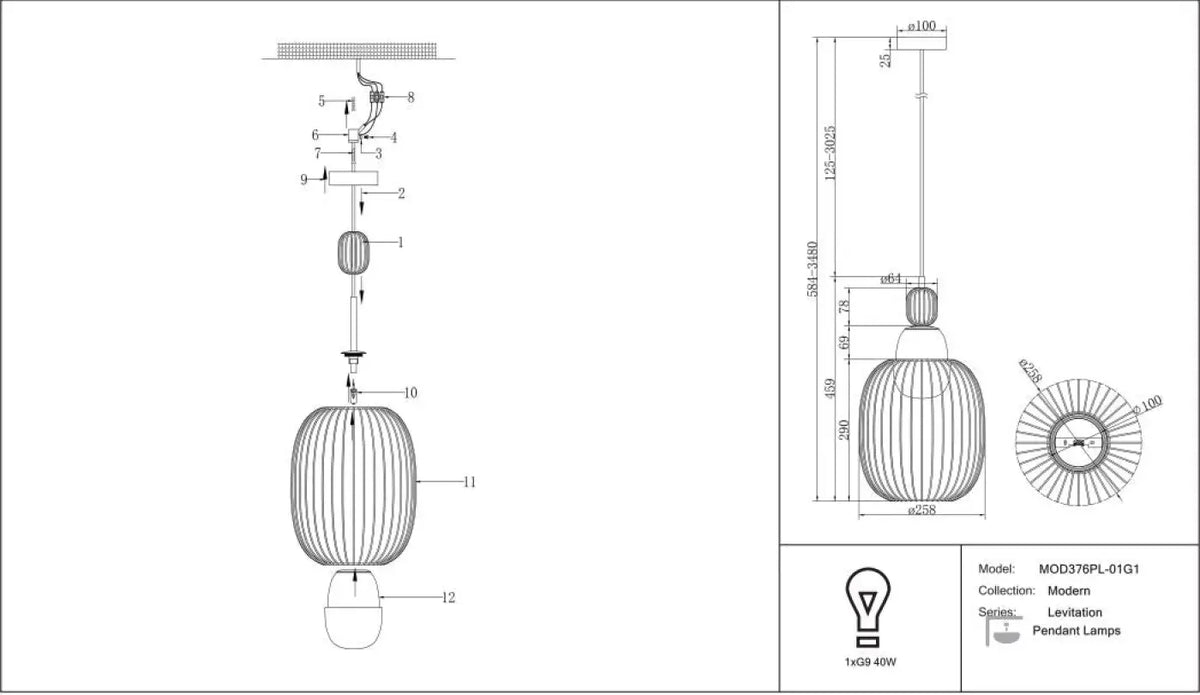 Schéma d'installation du luminaire