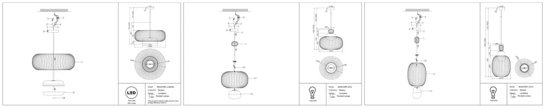 Suspension levitation led avec abat-jour en verre cylindrique strié et cage dorée en métal pour éclairage moderne