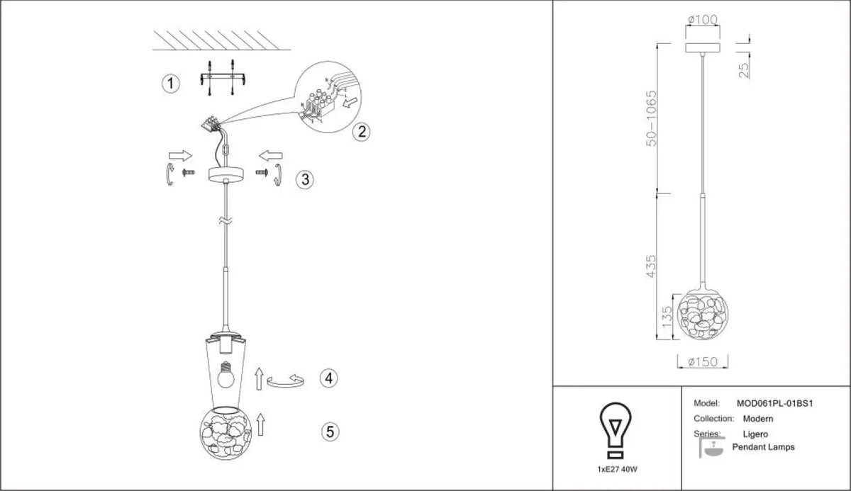 Schéma d'installation du luminaire