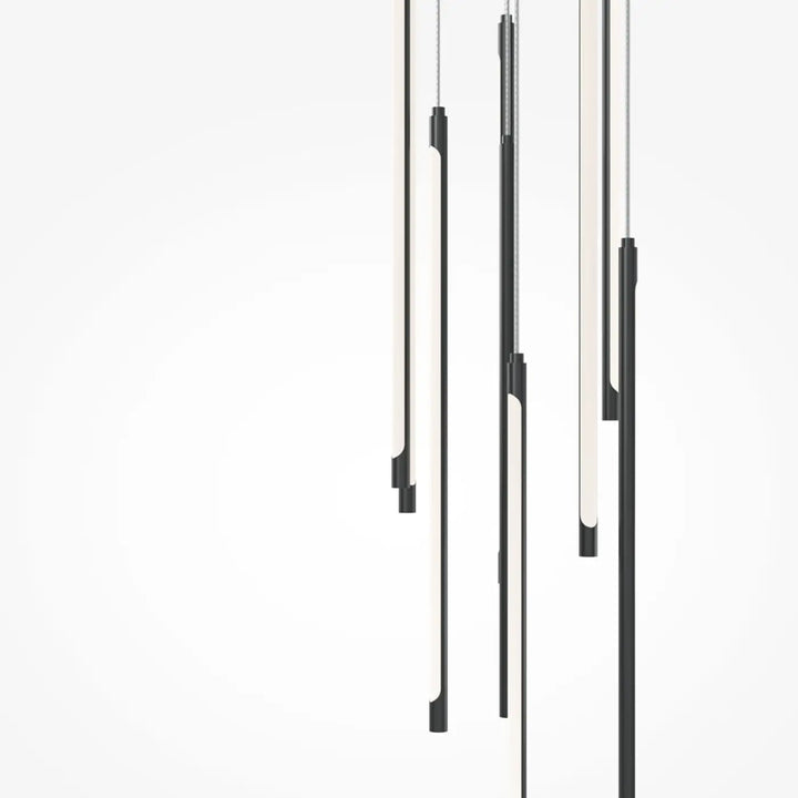 Suspension light stick modern minimalist en métal noir avec tubes led blancs lumineux pour un éclairage design