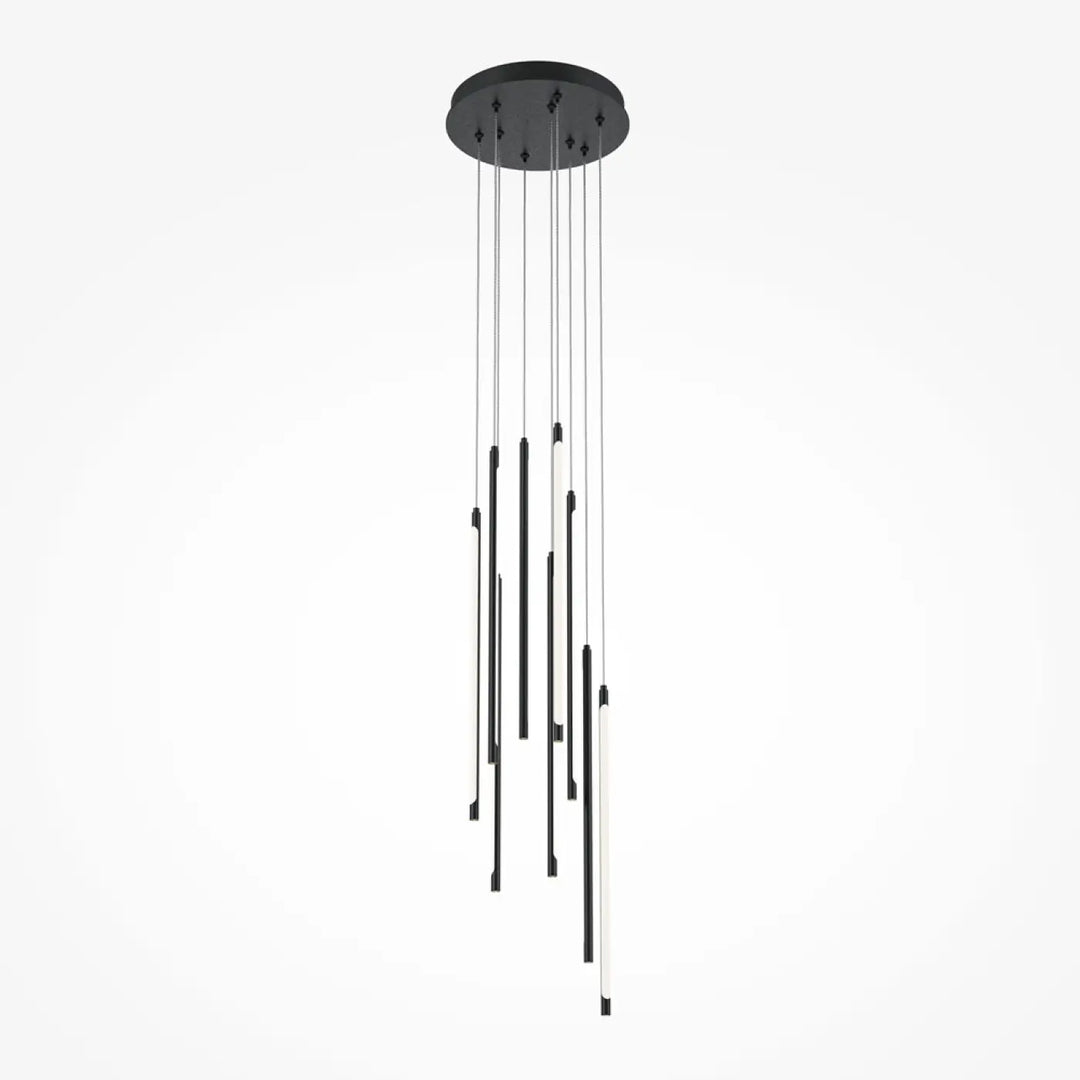 Suspension light stick noir et blanc design moderne avec monture circulaire au plafond pour éclairage contemporain