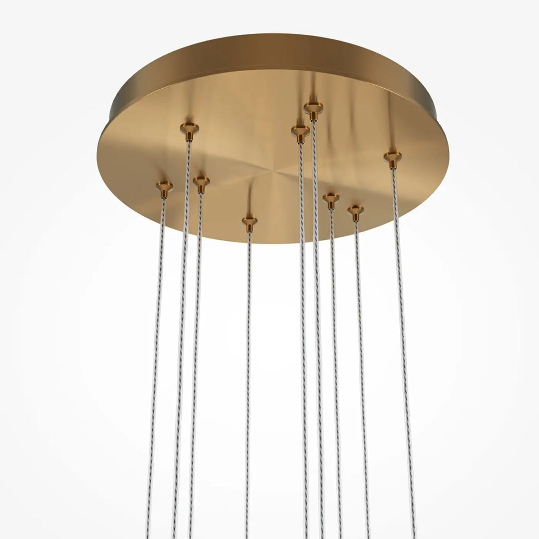 Suspension light stick luminaire circulaire dorée avec câbles torsadés pour éclairage suspendu élégant
