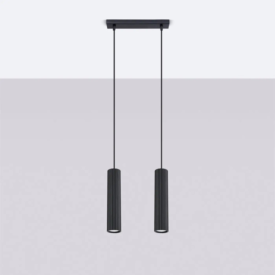 Suspension Luminaire noir éteinte, vue rapprochée