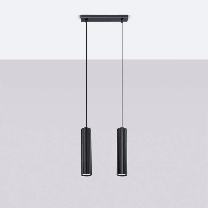 Suspension Luminaire noir éteinte, vue rapprochée
