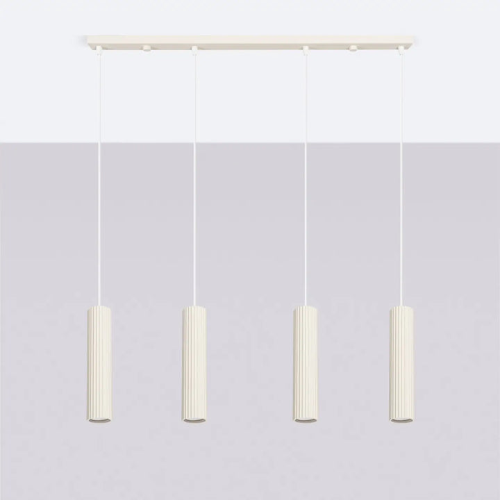 Suspension Karbon beige en ligne à cylindres nervurés, éteinte