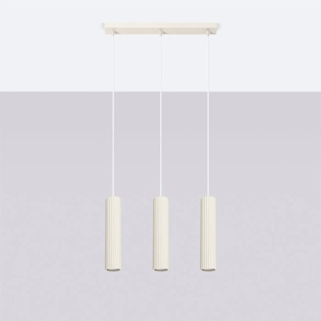 Suspension Karbon beige en ligne à cylindres nervurés, éteinte