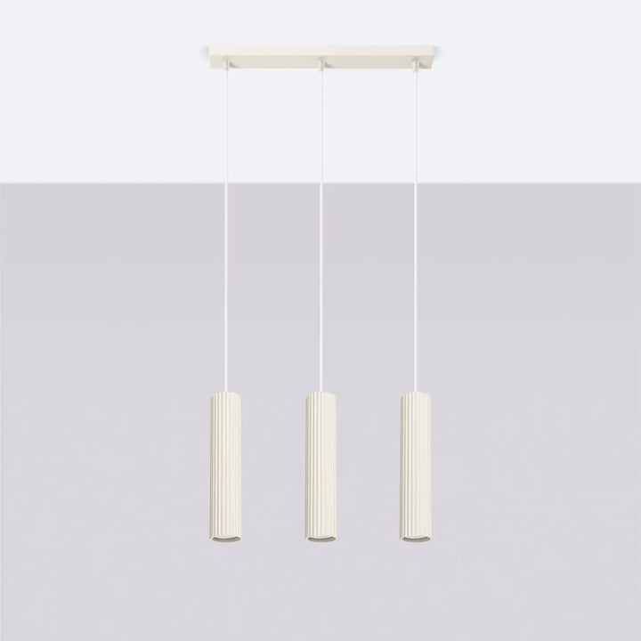 Suspension Karbon beige en ligne à cylindres nervurés, éteinte