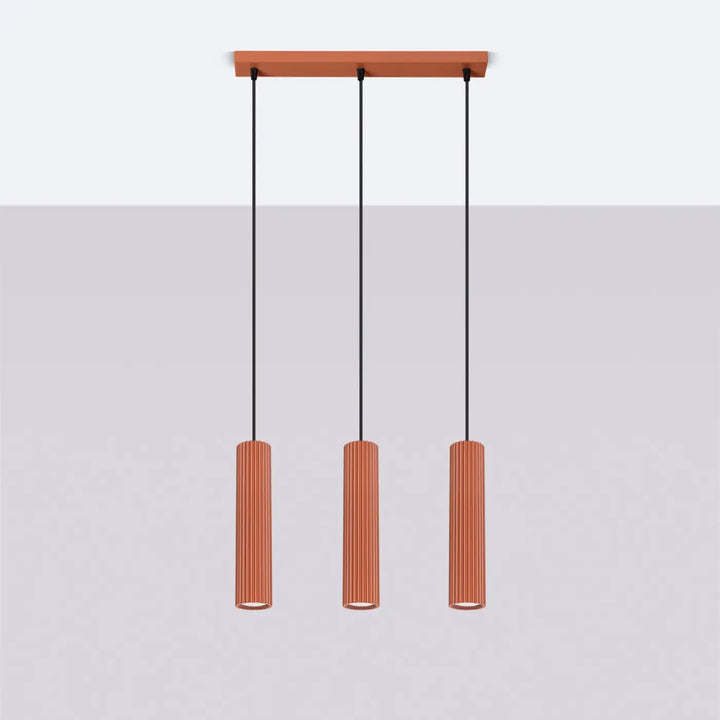 Suspension Karbon ocre rouge en ligne à cylindres nervurés, éteinte