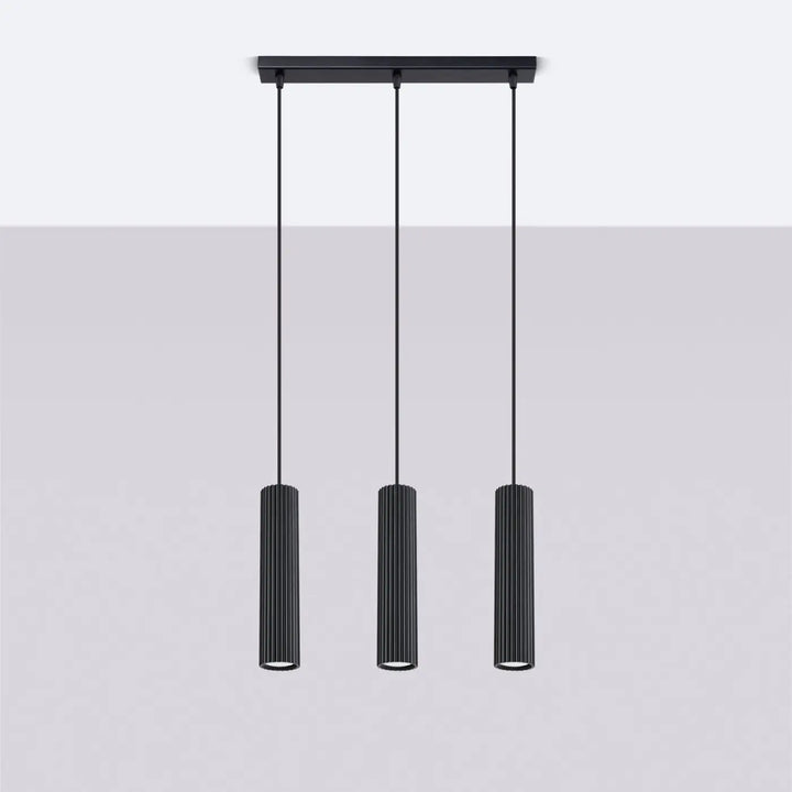 Suspension Luminaire noir éteinte, vue rapprochée