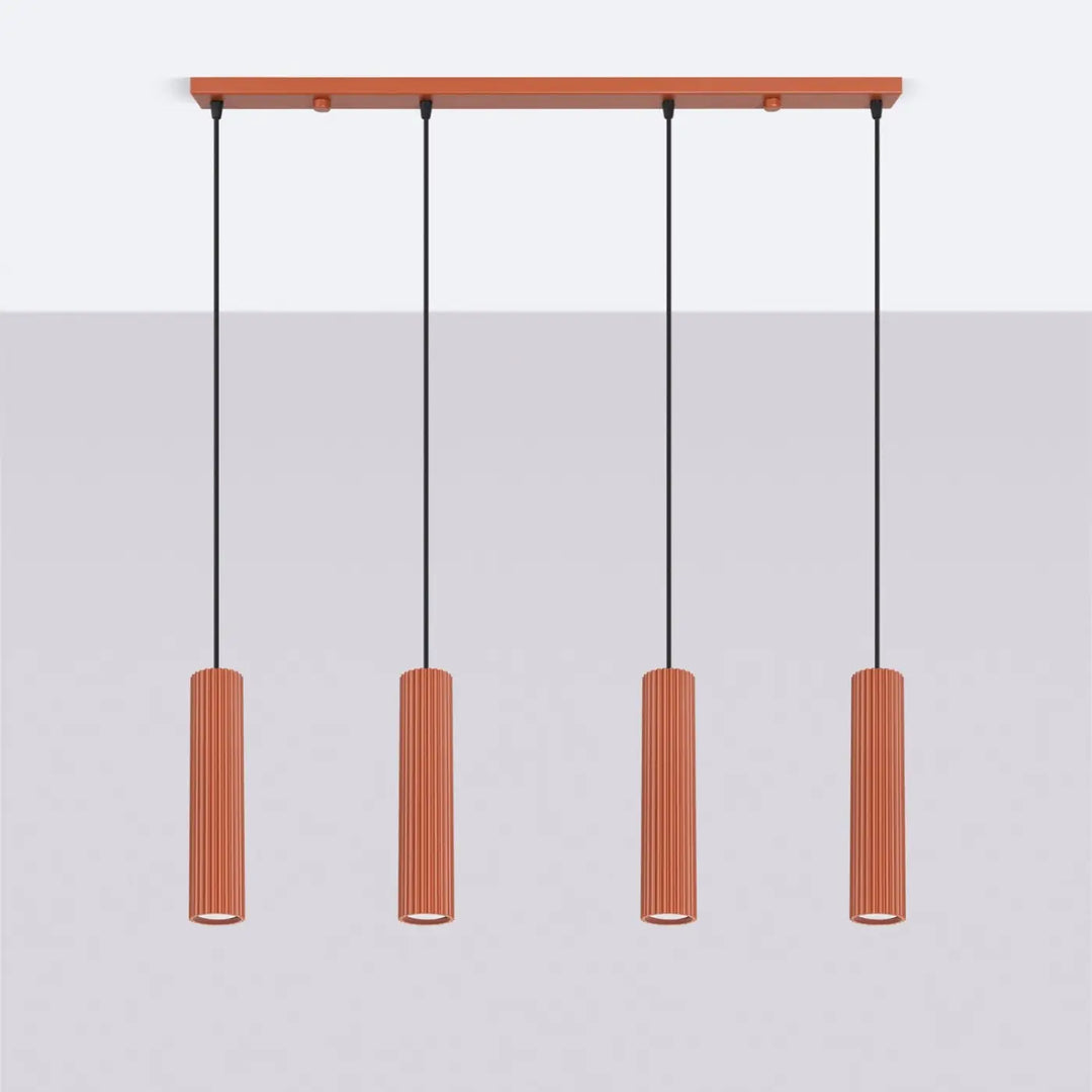 Suspension Karbon ocre rouge en ligne à cylindres nervurés, éteinte