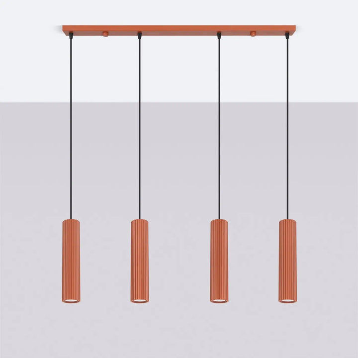 Suspension Karbon ocre rouge en ligne à cylindres nervurés, éteinte