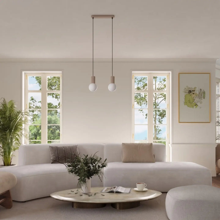 Suspension Luminaire taupe dans un intérieur contemporain