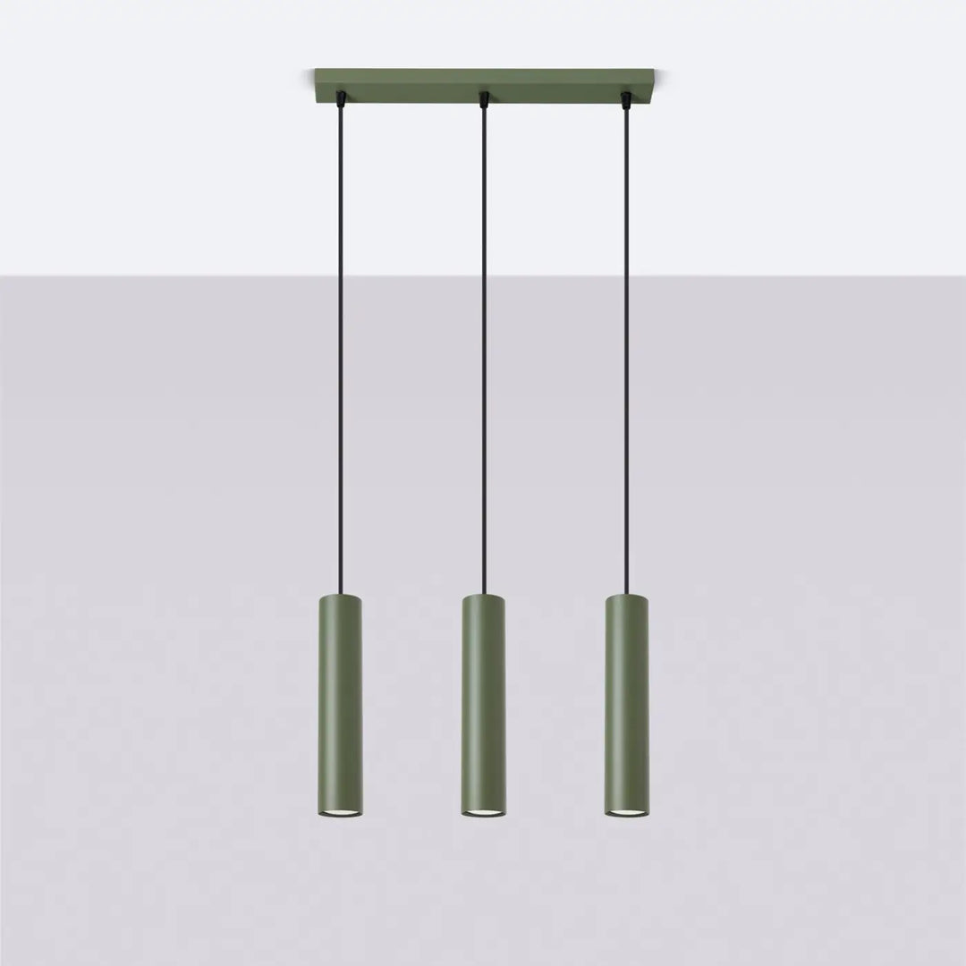 Suspension Lagos en ligne à tubes en acier lisse vert olive, éteinte