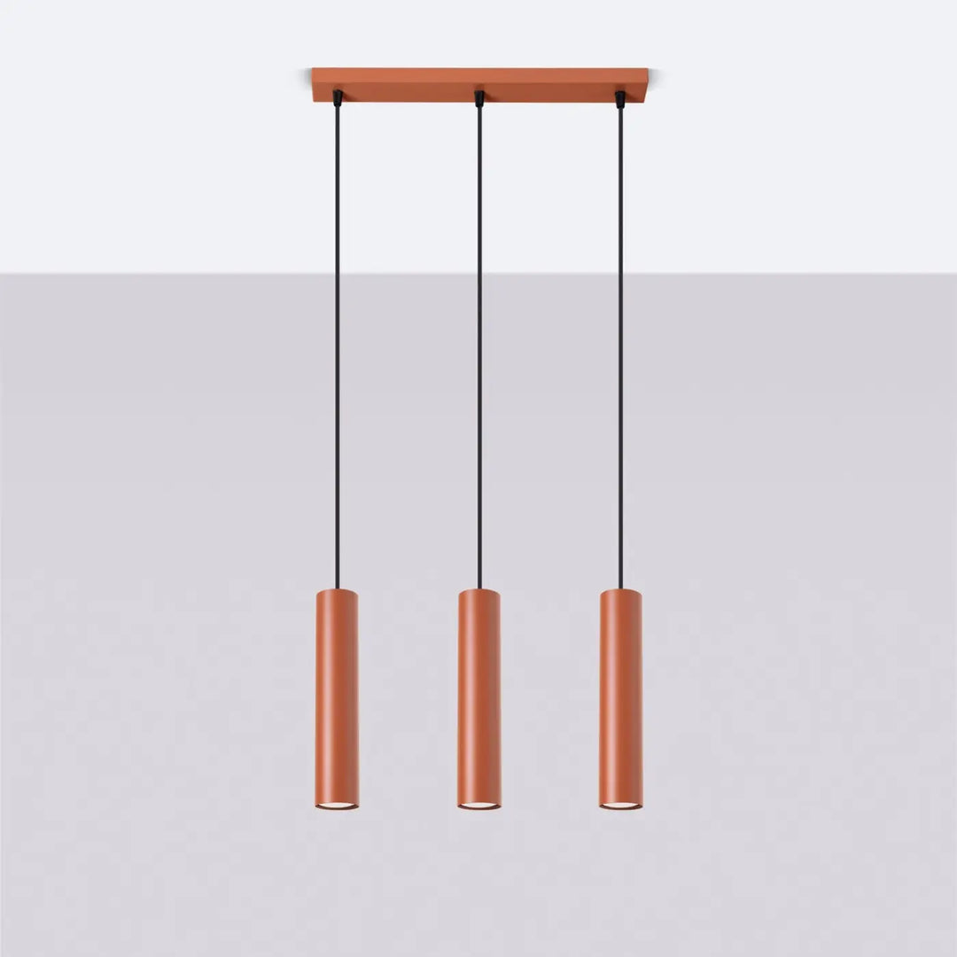 Suspension Lagos en ligne à tubes en acier lisse ocre rouge, éteinte