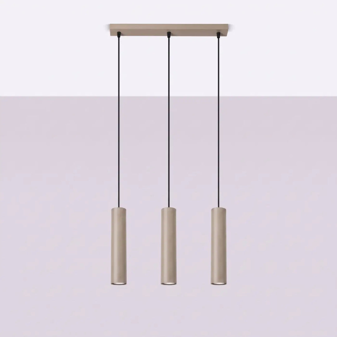 Suspension Lagos en ligne à tubes en acier lisse taupe, éteinte