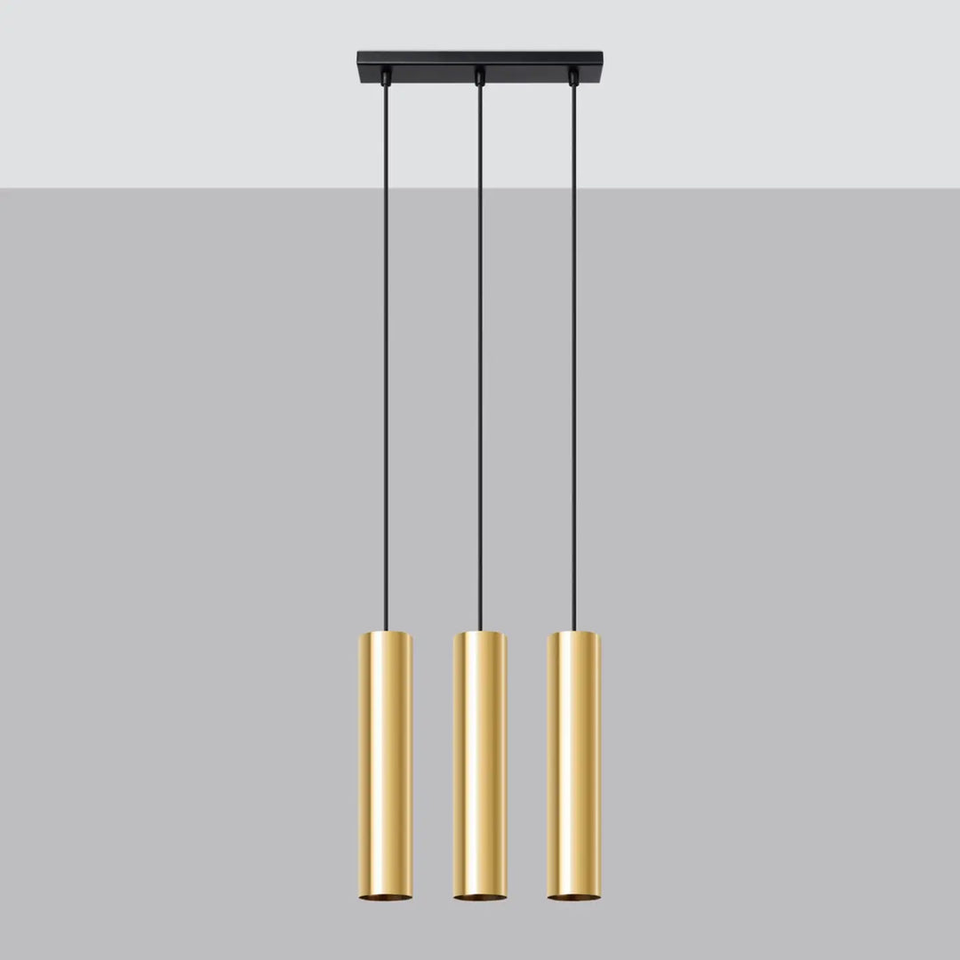 Suspension Lagos en ligne à tubes en acier lisse or poli, éteinte