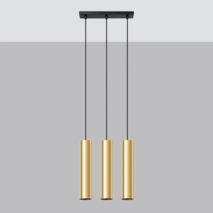 Suspension Lagos en ligne à tubes en acier lisse or poli, éteinte