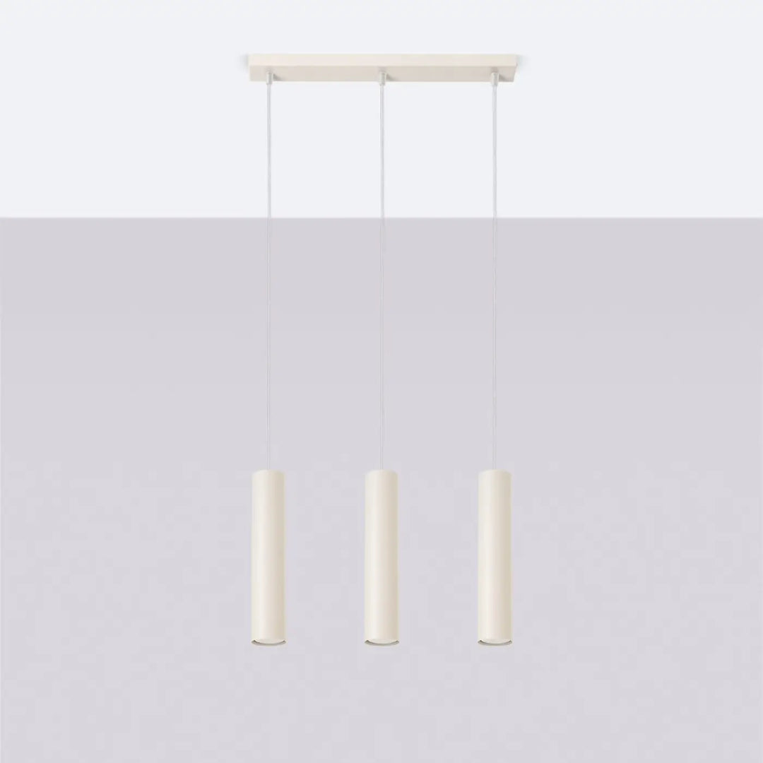 Suspension Lagos en ligne à tubes en acier lisse beige, éteinte