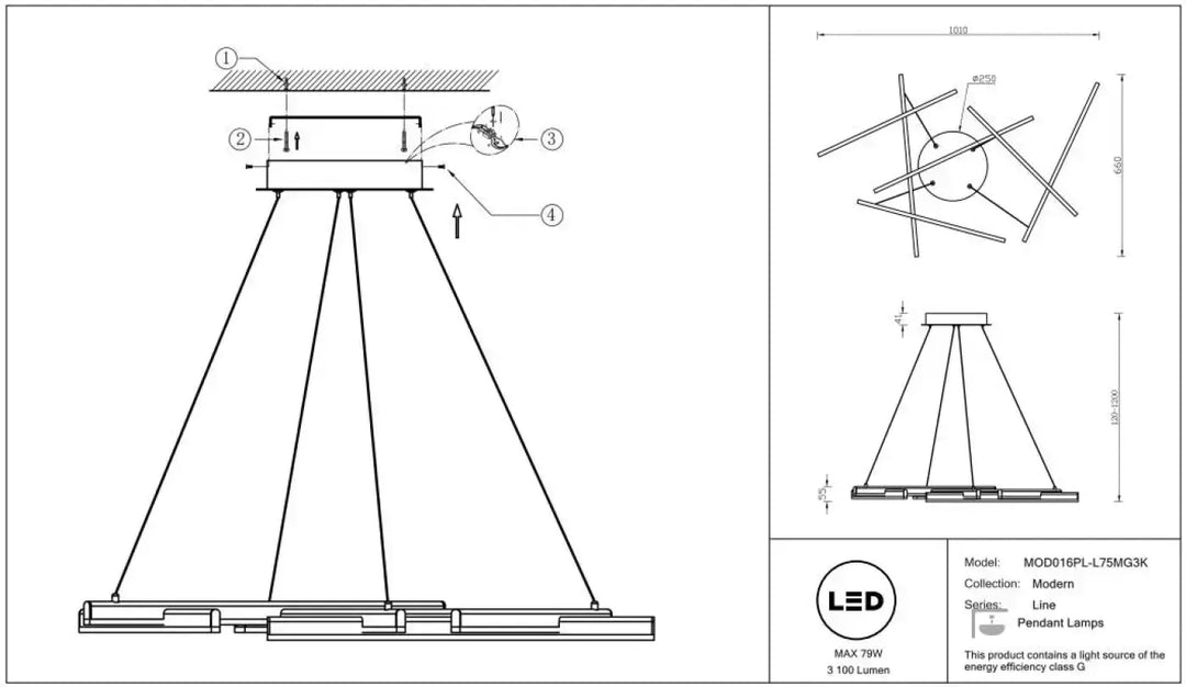 Suspension line luminaire en acier doré avec tracé géométrique moderne et design en tiges intersectées circulaire linéaire