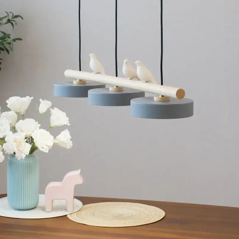 Suspension linéaire bois et métal à 3 disques LED modernes

