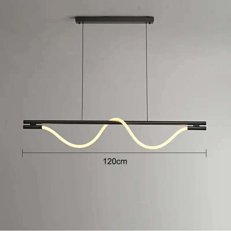 Suspension led design moderne ondulée noire style élégant